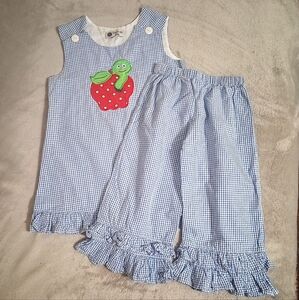 Girls SmockADot 2 Piece Gingham Check Ruffle Pants Set 6